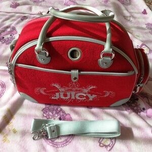 Juicy Couture Red and Gray Pet Carrier